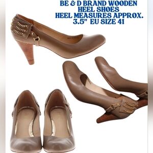 BE & D BRAND WOODEN HEEL SHOES - WORN STILL IN GOOD CONDITION IN EUROPEAN SZ41